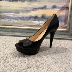 Black Peep-Toe Heels
